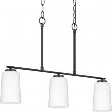 PROGRESS LIGHTING P400348-31M - Adley Collection Three-Light Matte Black Etched White Glass New Traditional Linear Chandelier