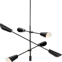 PROGRESS LIGHTING P400380-31M - Cornett Collection Six-Light Matte Black Contemporary Chandelier