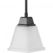 PROGRESS LIGHTING P500125-31M - Clifton Heights Collection One-Light Modern Farmhouse Matte Black Etched Glass Mini-Pendant Light