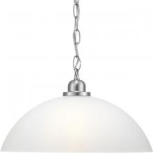 PROGRESS LIGHTING P500149-009 - Classic Dome Collection One-Light Brushed Nickel Transitional Pendant