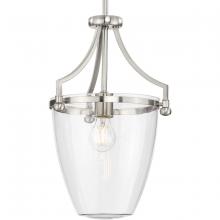 PROGRESS LIGHTING P500360-009 - Parkhurst Collection One-Light New Traditional Brushed Nickel Clear Glass Mini-Pendant Light