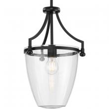 PROGRESS LIGHTING P500360-31M - Parkhurst Collection One-Light New Traditional Matte Black Clear Glass Mini-Pendant Light