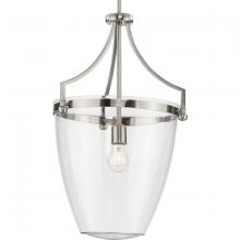 PROGRESS LIGHTING P500361-009 - Parkhurst Collection One-Light New Traditional Brushed Nickel Clear Glass Pendant Light