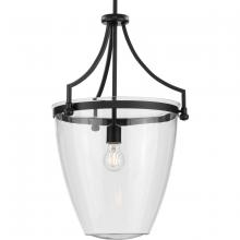 PROGRESS LIGHTING P500361-31M - Parkhurst Collection One-Light New Traditional Matte Black Clear Glass Pendant Light