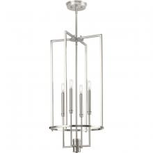 PROGRESS LIGHTING P500363-009 - Elara Collection Four-Light New Traditional Brushed Nickel Chandelier Foyer Light