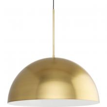 PROGRESS LIGHTING P500380-191 - Perimeter Collection One-Light Brushed Gold Mid-Century Modern Pendant with metal Shade