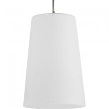 PROGRESS LIGHTING P500430-104 - Clarion Collection One-Light Polished Nickel Etched White Transitional Pendant