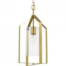 PROGRESS LIGHTING P500431-191 - Vertex Collection One-Light Brushed Gold  Clear Glass Contemporary Foyer Light