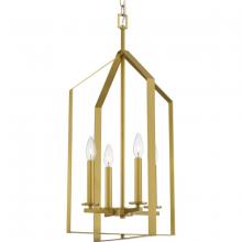 PROGRESS LIGHTING P500432-191 - Vertex Collection Four-Light Brushed Gold Contemporary Foyer Light