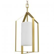 PROGRESS LIGHTING P500433-191 - Vertex Collection One-Light Brushed Gold Etched White Contemporary Foyer Light
