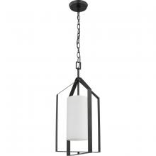 PROGRESS LIGHTING P500433-31M - Vertex Collection One-Light Matte Black Etched White Contemporary Foyer Light