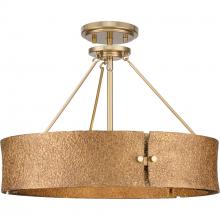 PROGRESS LIGHTING P500437-205 - Lusail Collection Four-Light Soft Gold Luxe Industrial Pendant