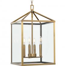 PROGRESS LIGHTING P500440-163 - Hilllcrest Collection Four-Light Vintage Brass Transitional Hall & Foyer Light