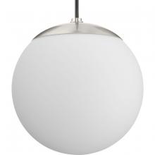 PROGRESS LIGHTING P500461-009 - Atwell Collection Brushed Nickel and Opal Glass Globe Small Hanging Pendant Light