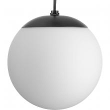 PROGRESS LIGHTING P500461-31M - Atwell Collection Matte Black and Opal Glass Globe Small Hanging Pendant Light