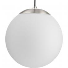 PROGRESS LIGHTING P500462-009 - Atwell Collection Brushed Nickel and Opal Glass Globe Medium Hanging Pendant Light