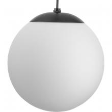 PROGRESS LIGHTING P500462-31M - Atwell Collection Matte Black and Opal Glass Globe Medium Hanging Pendant Light