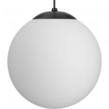 PROGRESS LIGHTING P500463-31M - Atwell Collection Matte Black and Opal Glass Globe Large Hanging Pendant Light