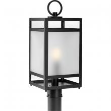 PROGRESS LIGHTING P540105-31M - Parrish Collection One-Light Matte Black Clear and Etched Glass Modern Craftsman Outdoor Post Light