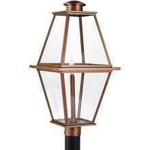 PROGRESS LIGHTING P540107-169 - Bradshaw Collection One-Light Antique Copper Clear Glass Transitional Outdoor Post Lantern