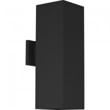 PROGRESS LIGHTING P560294-031 - 6" Square Up/Down Wall Lantern Two-Light Modern Black Outdoor Wall Lantern with top lense