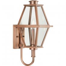 PROGRESS LIGHTING P560347-169 - Bradshaw Collection One-Light Antique Copper Clear Glass Transitional Small Outdoor Wall Lantern