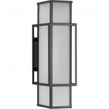 PROGRESS LIGHTING P560357-31M - Unison Collection Two-Light Matte Black Etched Seeded Glass Contemporary Large Wall Lantern