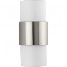 PROGRESS LIGHTING P710119-009 - Silva Collection Two-Light Brushed Nickel White Linen Shade Wall Sconce