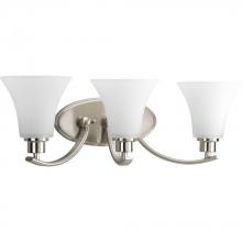 PROGRESS LIGHTING P2002-09 - Joy Collection Three-Light Brushed Nickel Etched Glass Traditional Bath Vanity Light