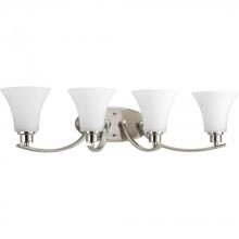 PROGRESS LIGHTING P2003-09 - Joy Collection Four-Light Brushed Nickel Etched Glass Traditional Bath Vanity Light