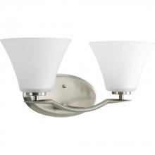 PROGRESS LIGHTING P2005-09 - Bravo Collection Two-Light Brushed Nickel Etched Glass Modern Bath Vanity Light