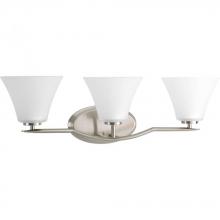 PROGRESS LIGHTING P2006-09 - Bravo Collection Three-Light Brushed Nickel Etched Glass Modern Bath Vanity Light