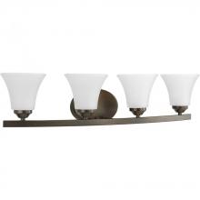 PROGRESS LIGHTING P2011-20W - Adorn Collection Four-Light Antique Bronze Etched Glass Traditional Bath Vanity Light