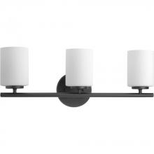 PROGRESS LIGHTING P2159-31 - Replay Collection Three-Light Textured Black Etched Glass Modern Bath Vanity Light