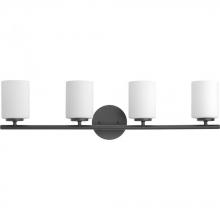 PROGRESS LIGHTING P2160-31 - Replay Collection Four-Light Textured Black Etched Glass Modern Bath Vanity Light