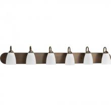 PROGRESS LIGHTING P2714-20 - Gather Collection Six-Light Antique Bronze Etched Glass Traditional Bath Vanity Light