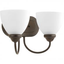 PROGRESS LIGHTING P2915-20 - Heart Collection Two-Light Antique Bronze Etched Glass Farmhouse Bath Vanity Light