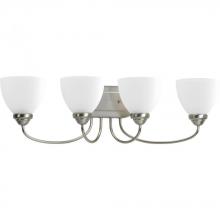 PROGRESS LIGHTING P2928-09 - Heart Collection Four-Light Brushed Nickel Etched Glass Farmhouse Bath Vanity Light