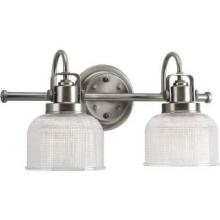 PROGRESS LIGHTING P2991-81 - Archie Collection Two-Light Antique Nickel Clear Double Prismatic Glass Coastal Bath Vanity Light