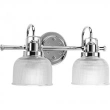 PROGRESS LIGHTING P2991-15 - Archie Collection Two-Light Polished Chrome Clear Double Prismatic Glass Coastal Bath Vanity Light