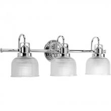 PROGRESS LIGHTING P2992-15 - Archie Collection Three-Light Polished Chrome Clear Double Prismatic Glass Coastal Bath Vanity Light