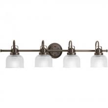 PROGRESS LIGHTING P2997-74 - Archie Collection Four-Light Venetian Bronze Clear Double Prismatic Glass Coastal Bath Vanity Light