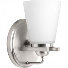 PROGRESS LIGHTING P300000-009 - Flight Collection One-Light Brushed Nickel Etched Glass Coastal Bath Vanity Light