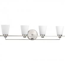 PROGRESS LIGHTING P300003-009 - Flight Collection Four-Light Brushed Nickel Etched Glass Coastal Bath Vanity Light