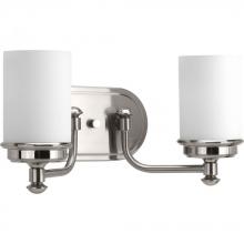 PROGRESS LIGHTING P300013-009 - Glide Collection Two-Light Brushed Nickel Etched Opal Glass Coastal Bath Vanity Light