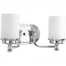 PROGRESS LIGHTING P300013-015 - Glide Collection Two-Light Polished Chrome Etched Opal Glass Coastal Bath Vanity Light