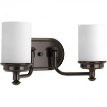 PROGRESS LIGHTING P300013-139 - Glide Collection Two-Light Rubbed Bronze Etched Opal Glass Coastal Bath Vanity Light