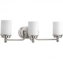 PROGRESS LIGHTING P300014-009 - Glide Collection Three-Light Brushed Nickel Etched Opal Glass Coastal Bath Vanity Light