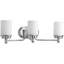 PROGRESS LIGHTING P300014-015 - Glide Collection Three-Light Polished Chrome Etched Opal Glass Coastal Bath Vanity Light