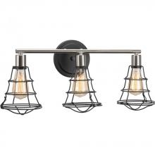 PROGRESS LIGHTING P300030-143 - Gauge Collection Three-Light Graphite Farmhouse Bath Vanity Light